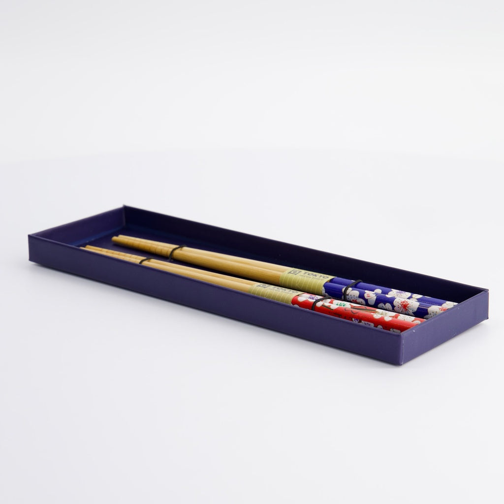Esstäbchen-Geschenkset ''Red & Blue Flower''
