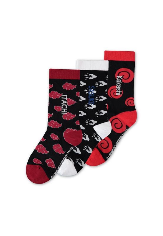 Sasuke, Kakashi, Itachi | Naruto Shippuden | Socken 3er-Pack (Größe 43–46)