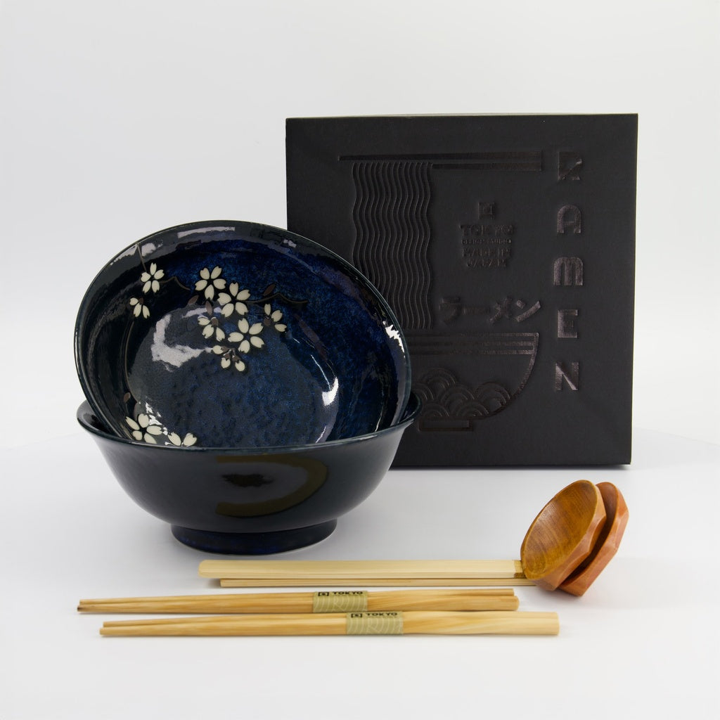 Ramen-Geschenkset Cobalt Sakura Blue 6-teilig 1200 ml