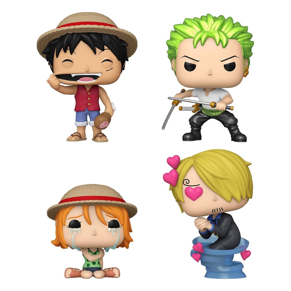 Monkey D. Luffy, Roronoa Zoro, Nami, Sanji (Refresh) | One Piece | POP! Vinyl Figuren 4er-Set 9 cm