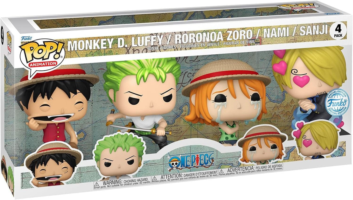 Monkey D. Luffy, Roronoa Zoro, Nami, Sanji (Refresh) | One Piece | POP! Vinyl Figuren 4er-Set 9 cm