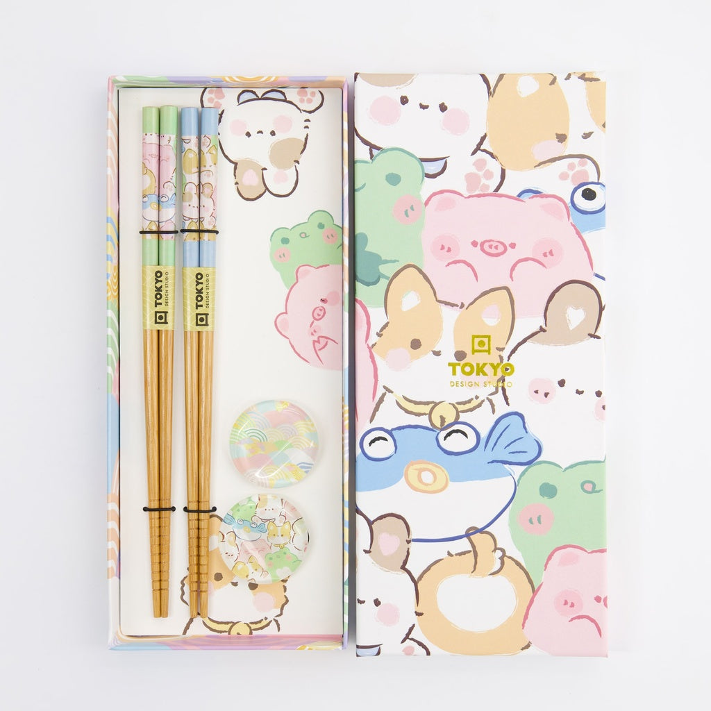 Esstäbchen-Geschenkset ''Kawaii Animals''