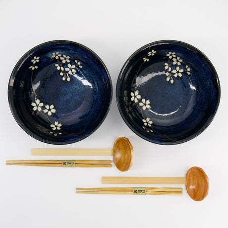Ramen-Geschenkset Cobalt Sakura Blue 6-teilig 1200 ml