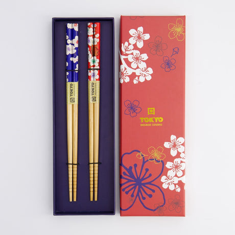 Esstäbchen-Geschenkset ''Red & Blue Flower''